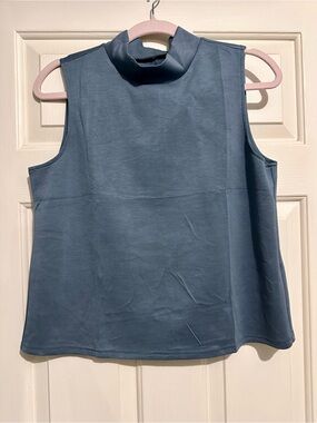 Sleeveless Mock Neck Tank Top in Slate Blue NWOT